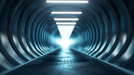 Naklejka premium Futuristic Glowing Geometric Tunnel of Infinite Digital Depth and Patterns