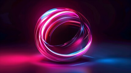 Hypnotic Holographic Neon Sphere Swirling in Futuristic Cosmic Abstract Design