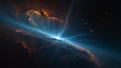 A magnificent nebula casting a shadow over a distant black hole