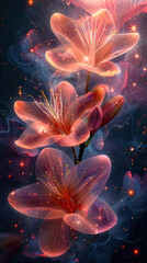 Magical Glowing Flowers on a Dark Background


