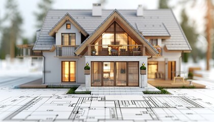 3d blueprint of a house with isolated background 