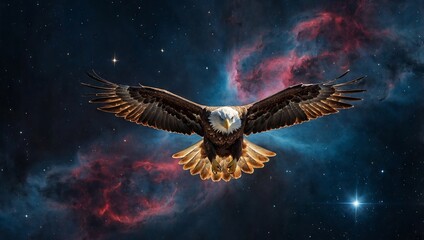 Nebula shaped like a majestic eagle soaring through space