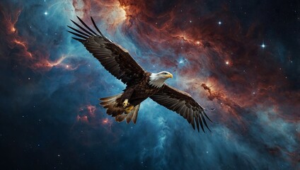 Fototapeta premium Nebula shaped like a majestic eagle soaring through space