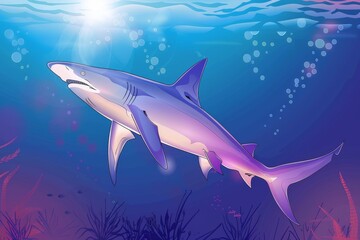 Fototapeta premium The Balaenoptera omurai, a little-known rorqual, breathes and feeds on planktonic organisms in the South Pacific Ocean.. Beautiful simple AI generated image in 4K, unique.