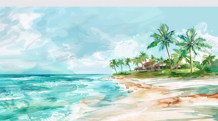 Obraz premium Serene watercolor illustration of a yoga class in a tranquil studio, with participants practicing mindfulness and wellness, promoting relaxation and inner peace