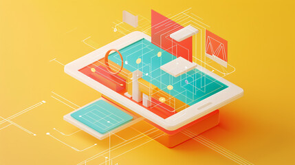 Diagrams projecting from tablet