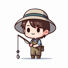 Vector of a teenager fishing 