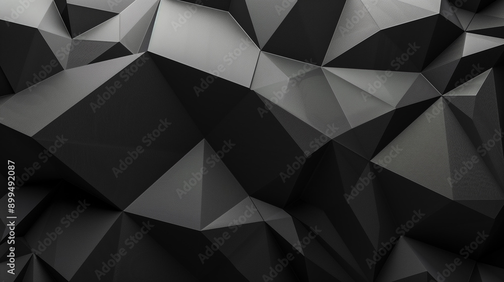 Poster A black and white image of a jagged, angular surface. The image is abstract and has a sense of depth and texture