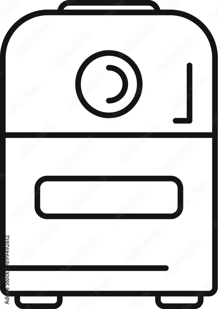 Poster line drawing of a deep fryer machine for frying food, with temperature control and timer