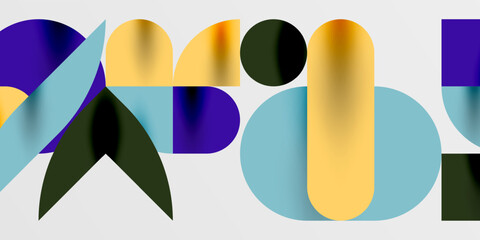 Circles, semi circles, squares and round shapes mosaic techno art. Vector Illustration For Wallpaper, Banner, Background, Card, Book Illustration, landing page