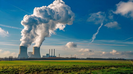 Nuclear Power Plant Emissions Environment Landscape Green Energy Industry