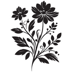 Vintage Floral Charm Intricate Silhouette Design