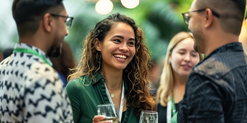 Obraz premium A group of people networking at an event