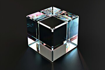 Obraz premium abstract 80s sci-fi retro cube. Beautiful simple AI generated image in 4K, unique.