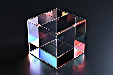 3d geometric pattern with blue and purple glass cubes, in the style of photogram, dark reflections, close-up shots, elongated shapes. Beautiful simple AI generated image in 4K, unique.