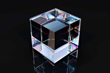 3d geometric pattern with blue and purple glass cubes, in the style of photogram, dark reflections, close-up shots, elongated shapes. Beautiful simple AI generated image in 4K, unique.