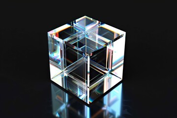 3d geometric pattern with blue and purple glass cubes, in the style of photogram, dark reflections, close-up shots, elongated shapes. Beautiful simple AI generated image in 4K, unique.