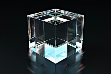3d geometric pattern with blue and purple glass cubes, in the style of photogram, dark reflections, close-up shots, elongated shapes. Beautiful simple AI generated image in 4K, unique.