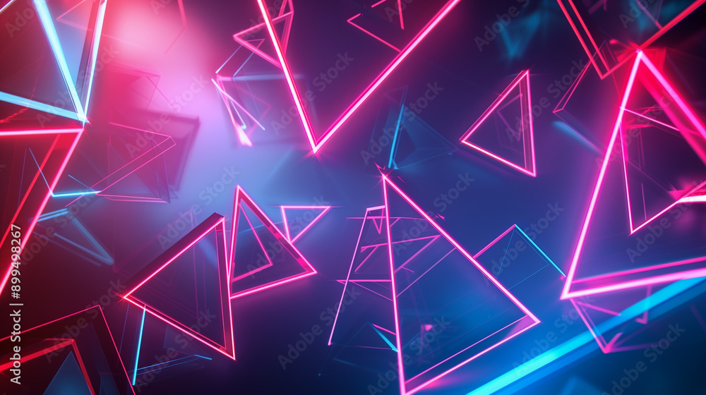 Poster a colorful background with many triangles and squares. the triangles are in different colors and siz