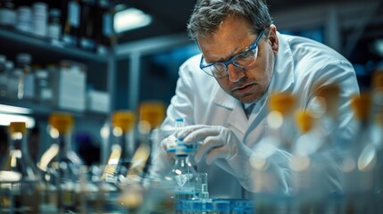 A chemist titrating solutions in a modern lab