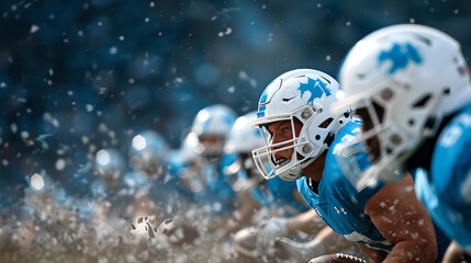 Naklejka premium Football players in action during snowy game