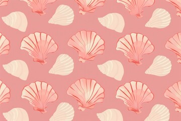 Marine Chic Shells, Dual-Tone Scallop Shells – Simple and Elegant. Beautiful simple AI generated image in 4K, unique.