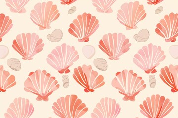 Obraz premium Marine Chic Shells, Dual-Tone Scallop Shells – Simple and Elegant. Beautiful simple AI generated image in 4K, unique.