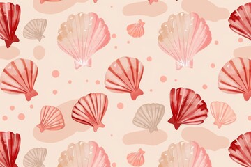 Hand drawn vector illustrations - seamless pattern of seashells. Marine background.. Beautiful simple AI generated image in 4K, unique.