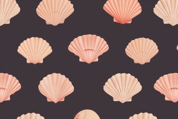 Marine Chic Shells, Dual-Tone Scallop Shells – Simple and Elegant. Beautiful simple AI generated image in 4K, unique.