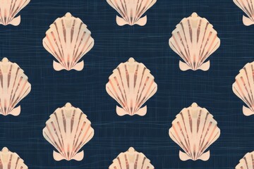 A seamless pattern with colorful seashells, their intricate designs rendered in soft pastel hues against an off-white background. Beautiful simple AI generated image in 4K, unique.