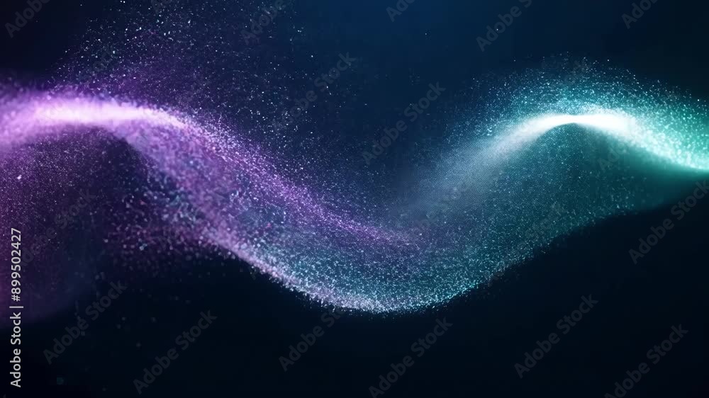 Poster streams of vibrant particles surge and dip as if pulled along by an invisible magnetic current.
