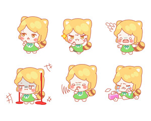 Character, Fancy, Baby Raccoon, Tail, Personification, Emoticon, Girl, Baby, Child, Emotions, Expression, Cute, 2 Self, Vector, Woman, Smile, Illustration