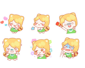 너구리 소녀04Character, Fancy, Baby Raccoon, Tail, Personification, Emoticon, Girl, Baby, Child, Emotions, Expression, Cute, 2 Self, Vector, Woman, Smile, Illustration