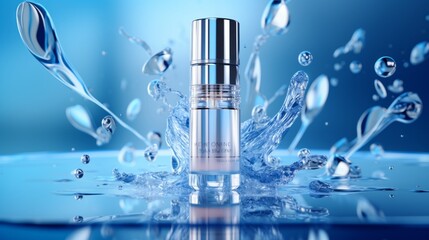 3d collagen serum and vitamin hyaluronic acid skin care solutions: high-tech cosmetic science for radiant skin, advertising background with sleek design