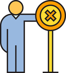 People Standing with Wrong Mark Signage Icon
