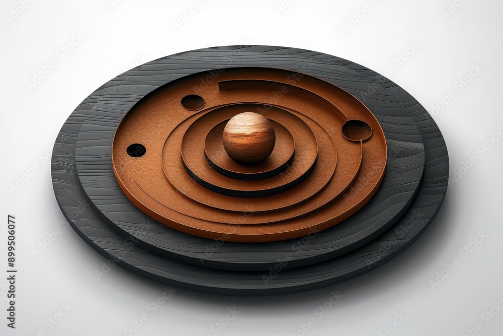 Poster 3d rendered planetary model with orbits and celestial bodies