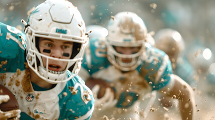 American Football Players in Action on Field