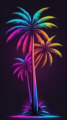 Neon Outline Tree Featuring Glowing Branches and Futuristic Design with Vibrant Colors and Luminescent Effects