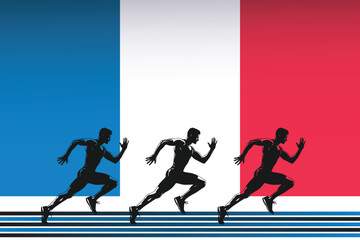 Athletes running in a sports event, games 2024 in Paris France. people running silhouette
