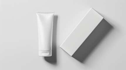 Men s skincare products featuring eye or day cream in white plastic tube and box mockup