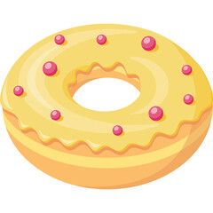Donut isolated. Donut with yellow frosting andpink sprinkles. Yellow donut.