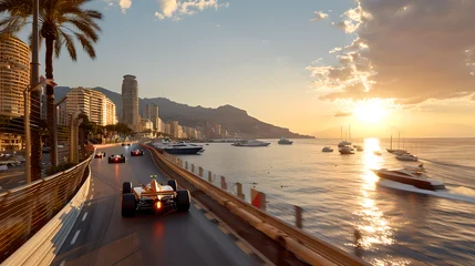 Gordijnen Formula One Race in Monaco at Sunset © jay juan