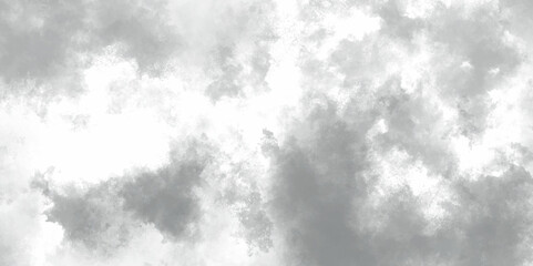 Abstract white and gray isolated cloud cumulus clouds. Gray aquarelle painted realistic fog or mist smoky textured canvas design. White and ash messy wall stucco texture background.