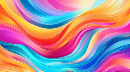 Obraz premium Vibrant Abstract Waves with Multicolored Gradient Creating Dynamic Flowing background