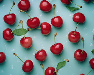 Cherry on color background.