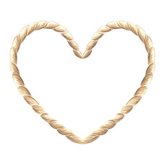 Heart shaped rope. Frame made of cord. Hand drawn watercolor illustration isolated of background. Marine garland with empty space for text. Nautical style Template for card, printing, logo, sticker.