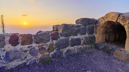 Sunrise view of the crusader Belvoir Fortress