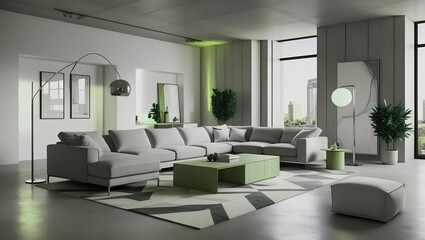 Fototapeta premium Step Inside A Virtual Tour of Contemporary 3D Rendered Living Spaces