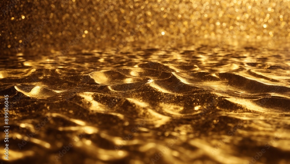 Poster golden texture abstract: shimmering golden waves, creating a captivating texture.