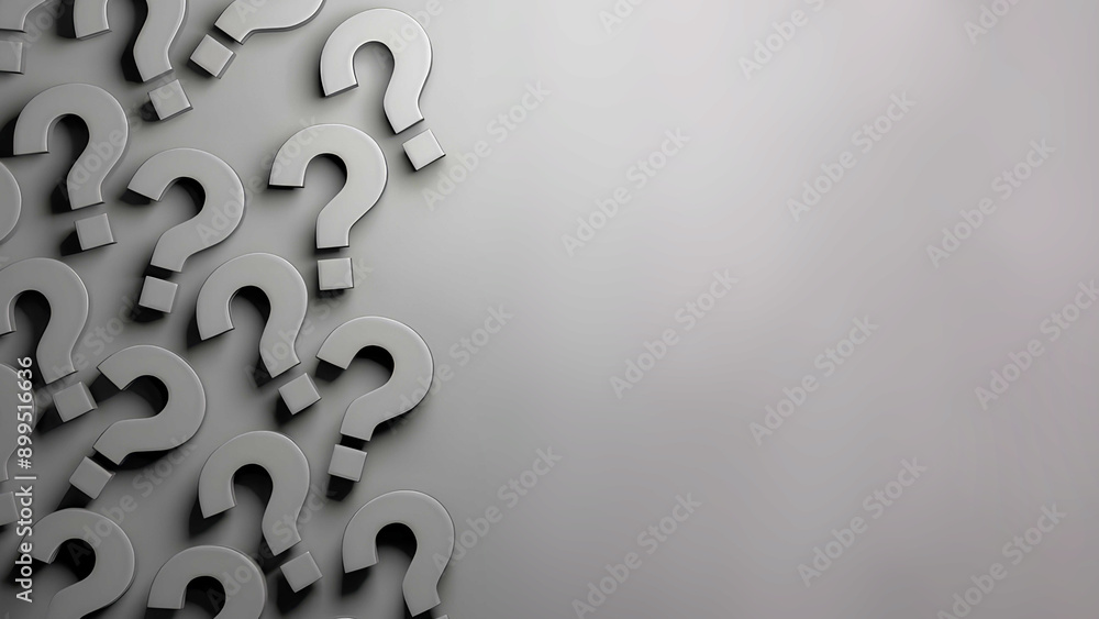 Poster faq banner design. question mark design with copy space on gray background.